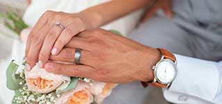 Two People with rings getting Married
